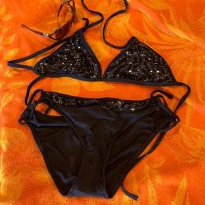 NWOT Black sequin bikini